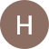 A brown circle with the letter h in it.